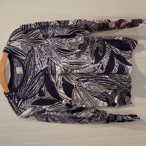 Nic+Zoe Layered Leaves Jacquard-Knit Sweater